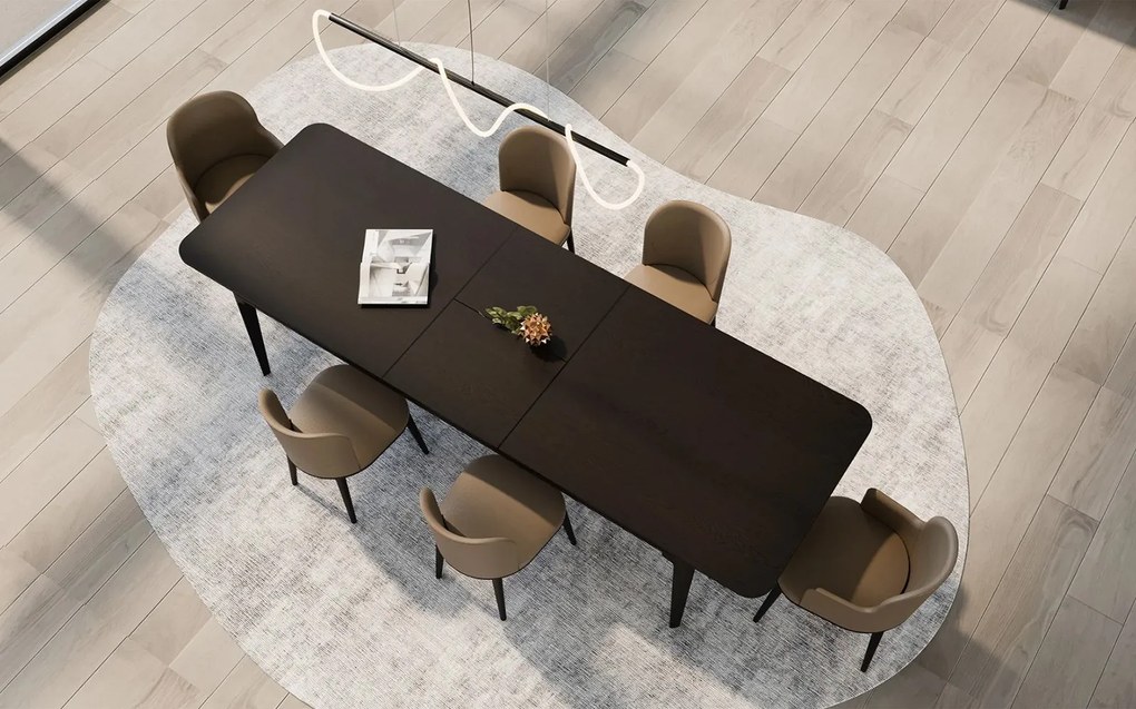 Masă lemn masiv de dining extensibilă Sophia 200/250×100 cm