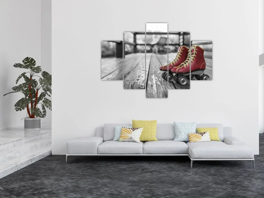 Tablou cu pantofi cu role vechi roșii (150x105 cm)