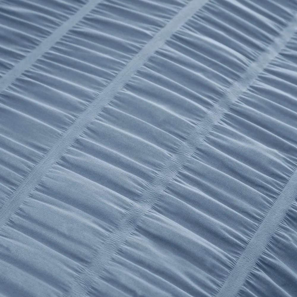 Lenjerie de pat albastră din țesătură crep pentru pat dublu, extinsă 230x220 cm Seersucker – Catherine Lansfield