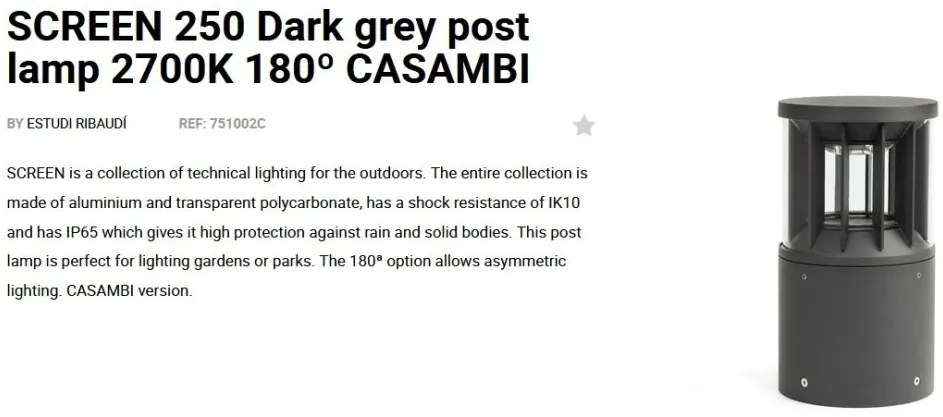 Mini Stalp LED iluminat exterior simetric 180º IP65 SCREEN 25cm 2700K CASAMBI