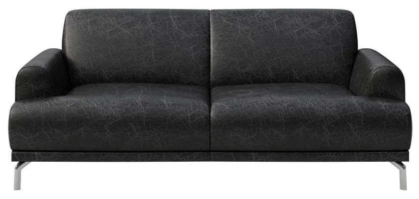Canapea din piele cu 2 locuri MESONICA Puzo, negru