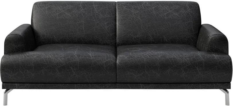 Canapea din piele cu 2 locuri MESONICA Puzo, negru