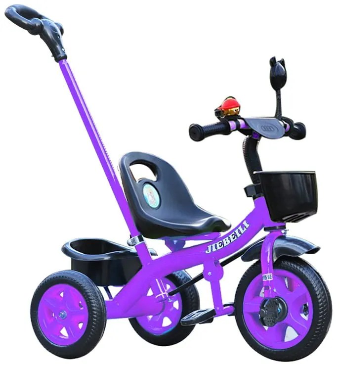 Tricicleta cu pedale pentru copii 2-5 ani, Maner parental, Mov