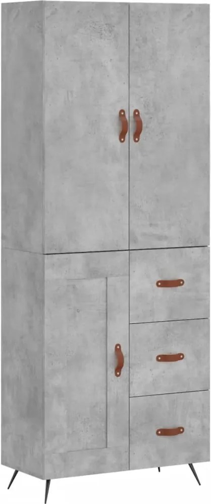 vidaXL Dulap înalt, gri beton, 69,5x34x180, lemn compozit