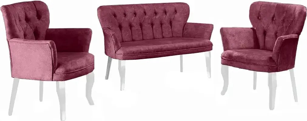 Set canapea 2 locuri cu 2 fotolii, Cafe Homs,roz trandafiriu