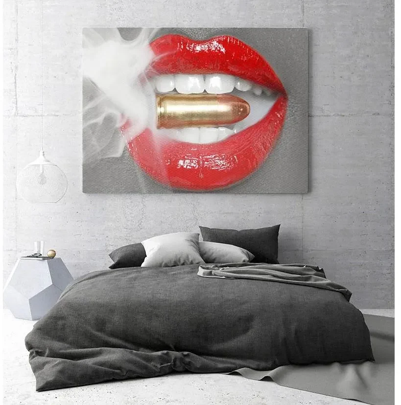 Tablou canvas Smoking Bullet Lips 120x80 cm