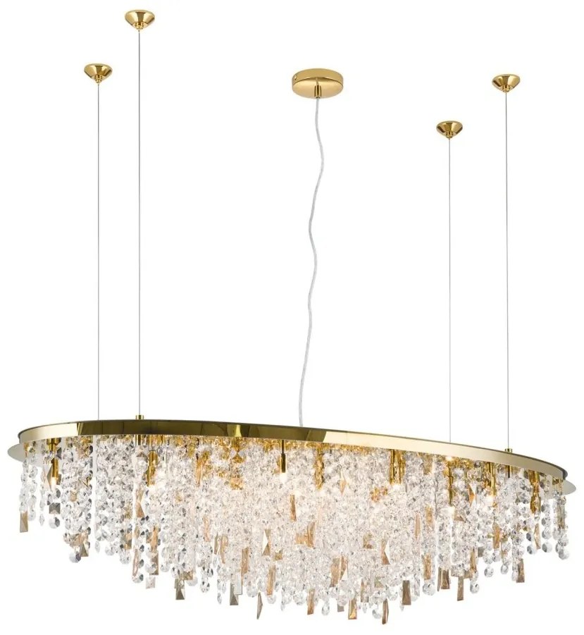 Lustra suspendata cristal K9 design elegant de lux CRYSTALRIVER aurie