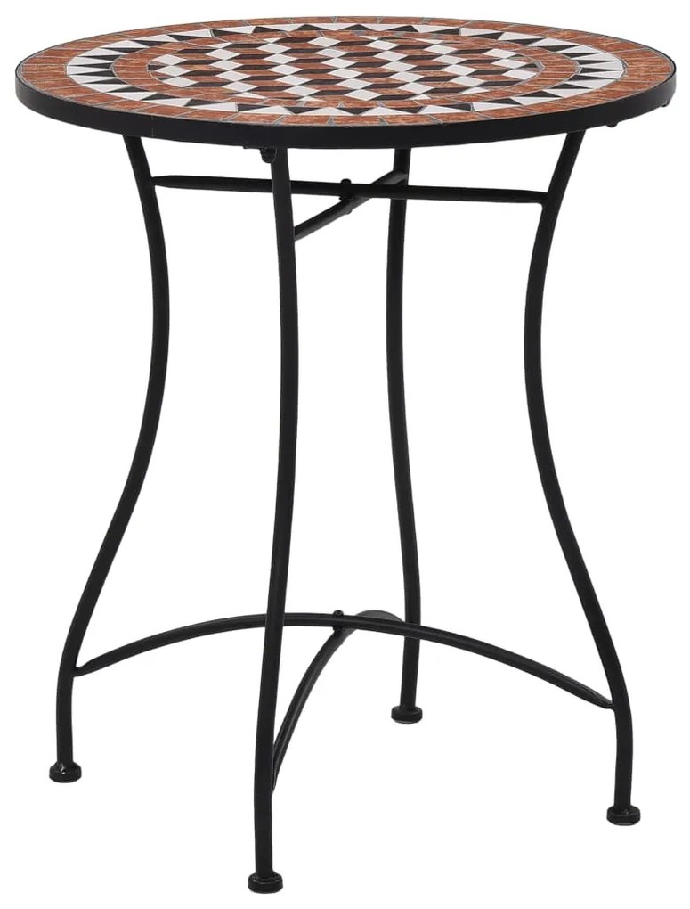 279689 vidaXL Set de bistro mozaic, 3 piese, cărămiziu, placă ceramică