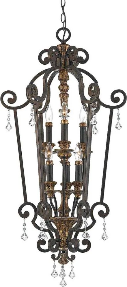 Quoizel QZ-MARQUETTE6-B - Candelabru cu lanț MARQUETTE 6xE14/60W/230V, bronz