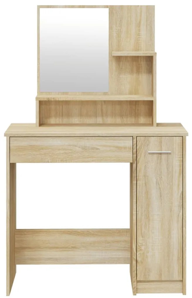 Masa de toaleta cu oglinda, stejar sonoma, 86,5x35x136 cm Stejar sonoma