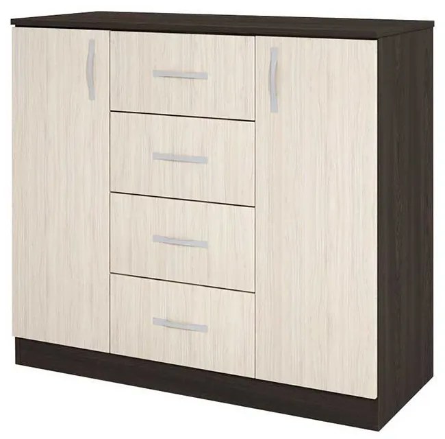 COMODA CALIN, 100X43.5X91 CM, 2 USI + 4 SERTARE, CULOARE WENGE/ASTRA, PAL