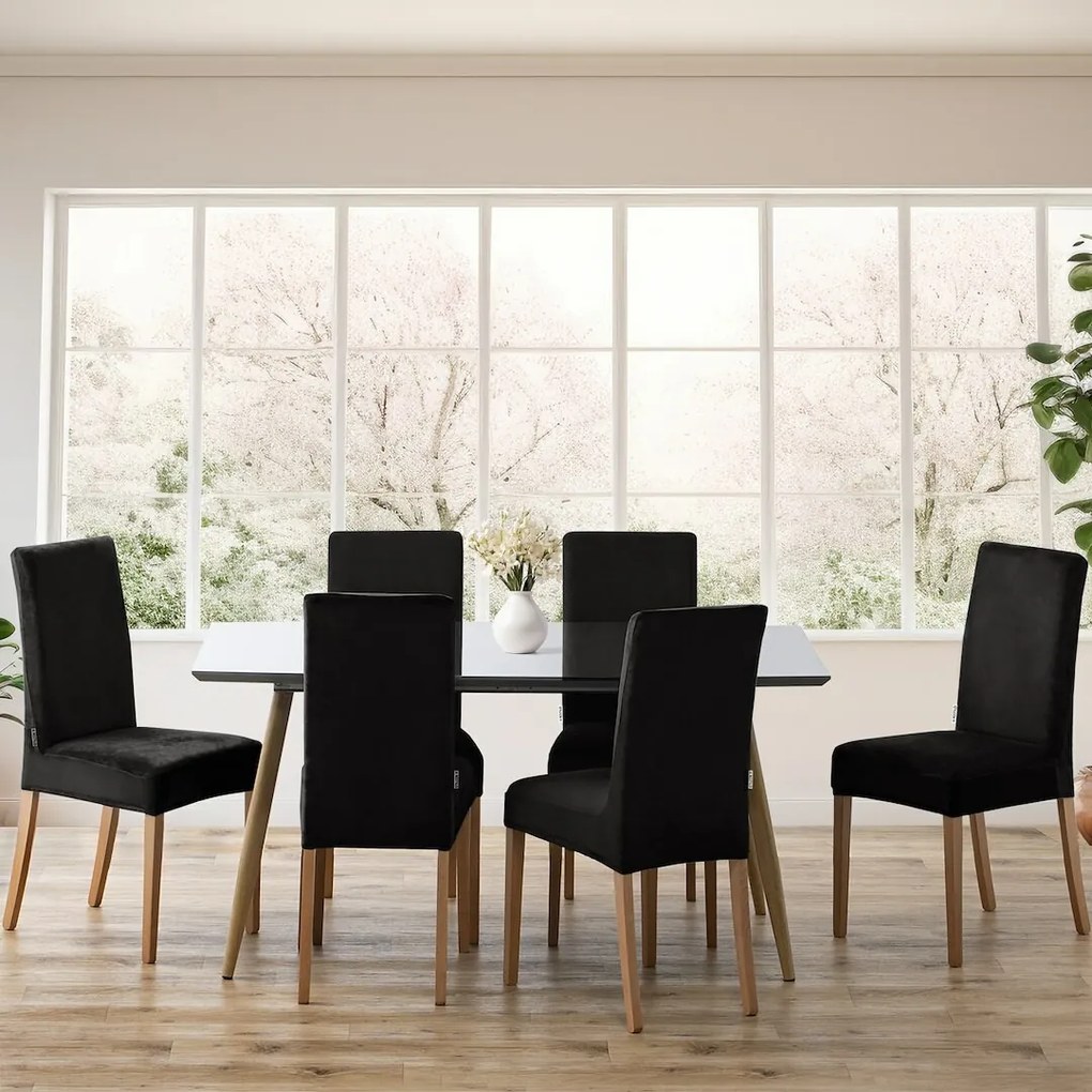 Restilo Husă pentru scaun Sento negru, 48 x 48 x58 + 10 cm, set de 6 bucăți