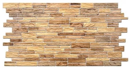 Panou decorativ, PVC, model piatra 3D, nuante bej-maro, 96x48.5cm