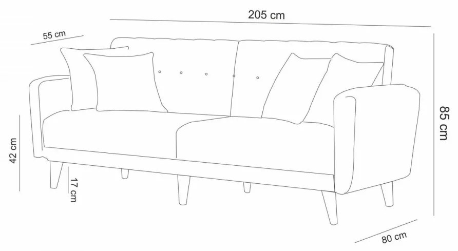 Set Canapea Extensibilă si Fotoliu Aria, Gri