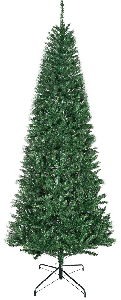 Homcom Albero di Natale Artificiale 210cm Base in Metallo Verde Φ91cm