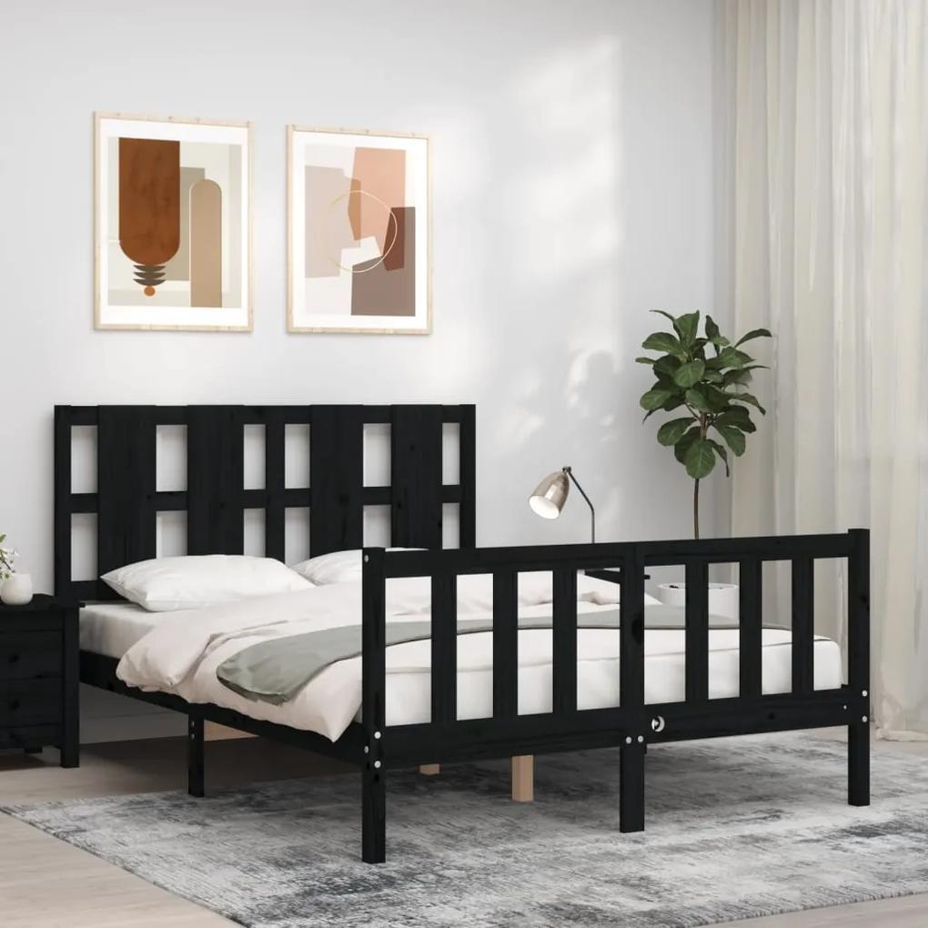 3192230 vidaXL Cadru de pat cu tăblie, negru, 120x200 cm, lemn masiv