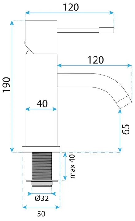 Baterie pentru lavoar Rea Lungo Diamond cupru