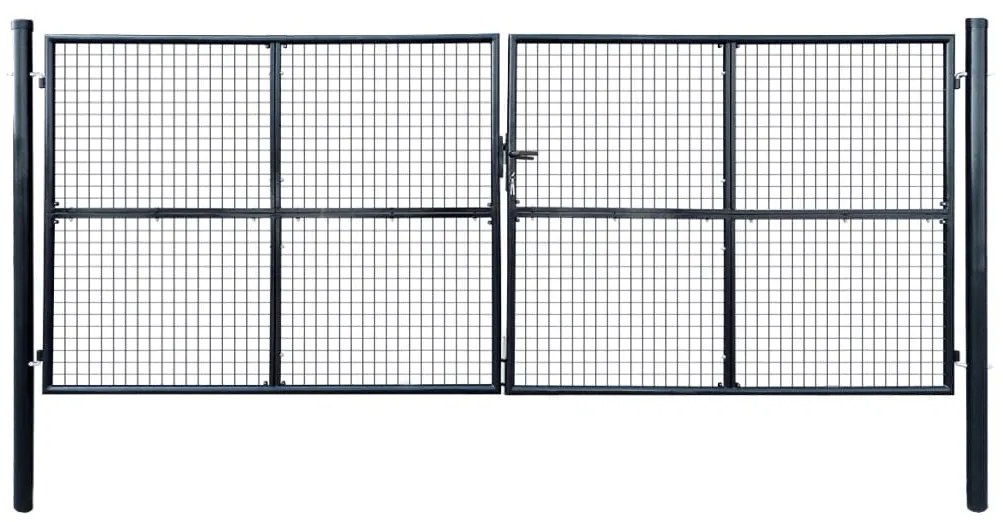 vidaXL Poartă de grădină din plasă, oțel galvanizat, gri, 400x150 cm