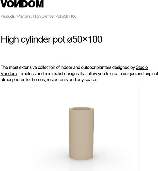 Ghiveci plante design decorativ modern exterior / interior CYLINDER POT 50x100cm