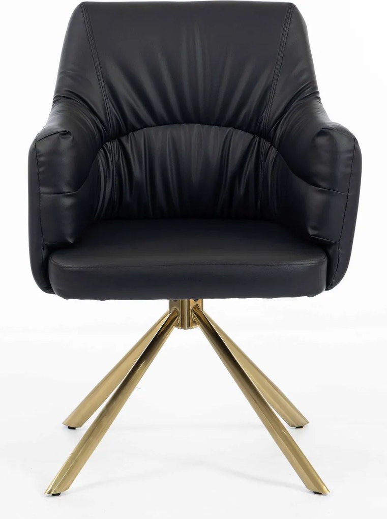 HR840 BAZĂ STEA Scaun Negru Piele Ecologica cu Bază Aurie