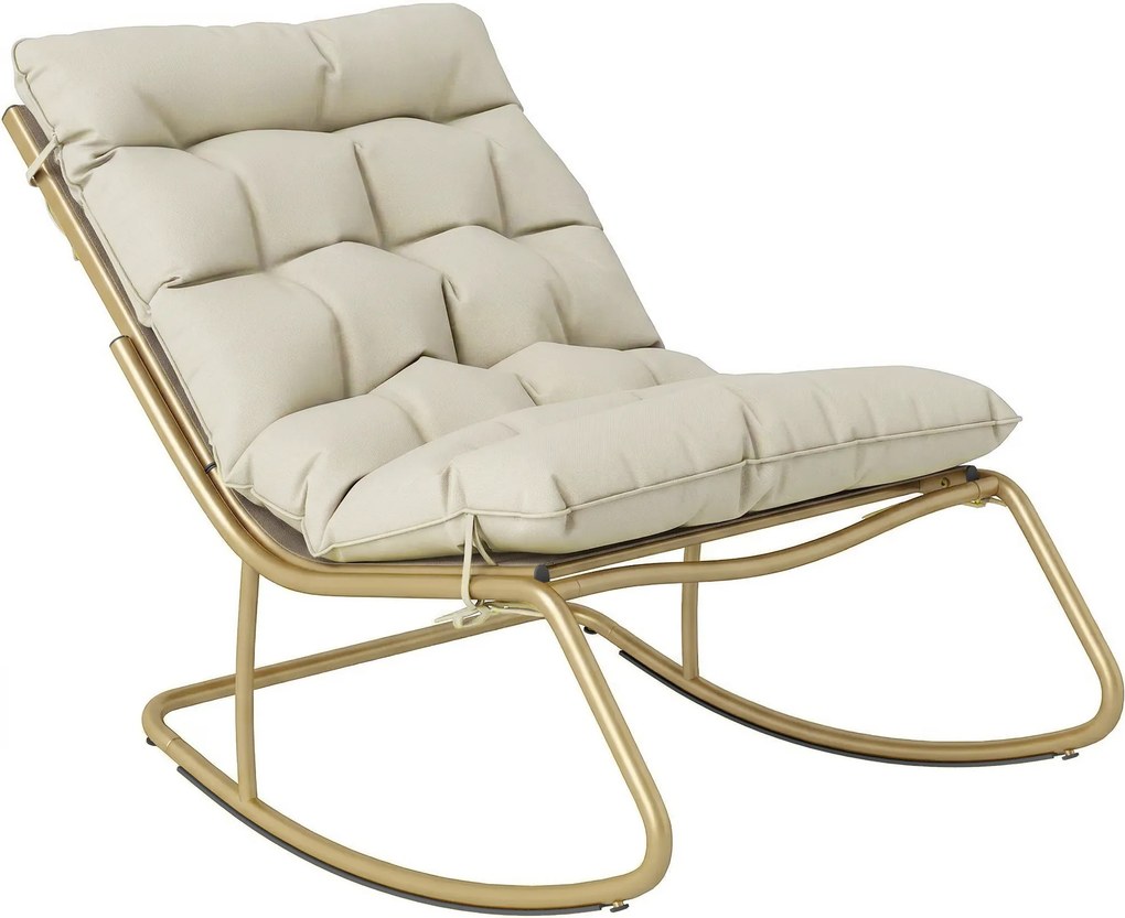 Outsunny Șezlong Balansoar Exterior, Șezut 63 cm, Pernă inclusă, Culoare Bej. | Aosom Romania