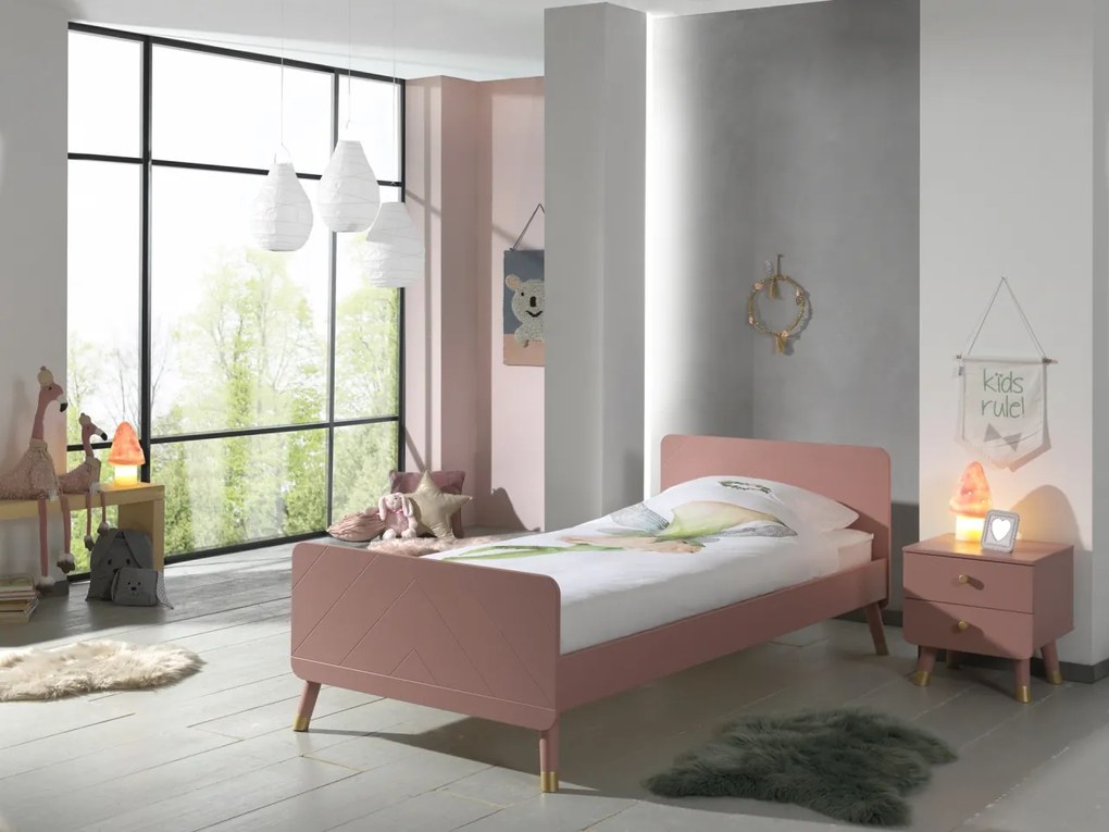 Set BILLY în roz (terra pink) format dintr-un Pat copii (90 x 200 cm) și o noptieră.