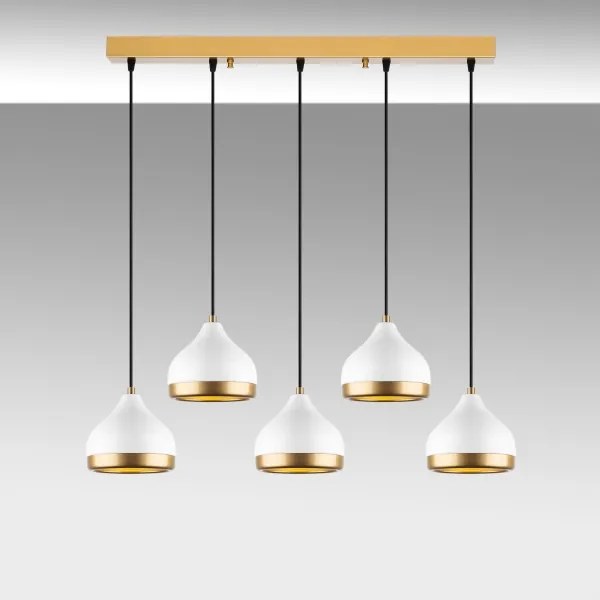 Lustră pe cablu YILDO 5xE27/40W/230V alb/auriu