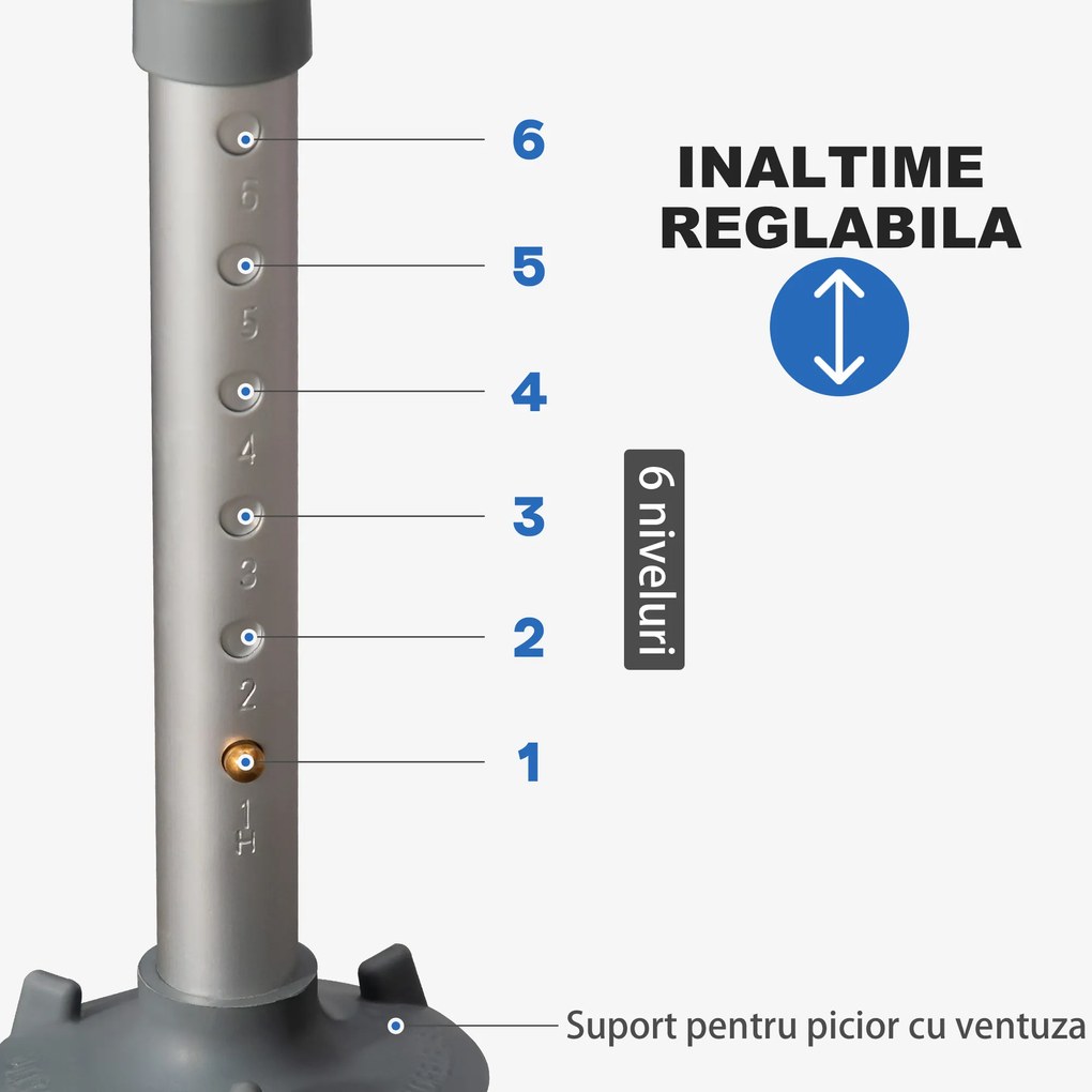 HOMCOM Scaun de Duș cu Căptușeală EVA și Înălțime Reglabilă, Cotiere, Picioare cu Ventuză și Aluminiu, 56,5x53,5x74-87 cm, Albastru | Aosom Romania