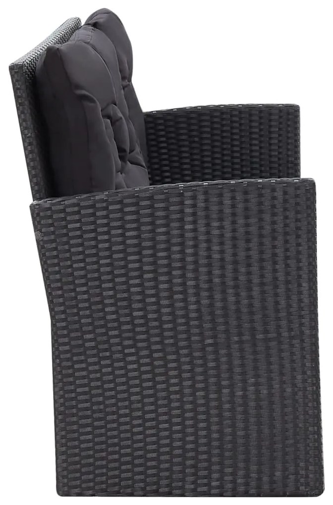Set mobilier de gradina cu perne, 6 piese, negru, poliratan