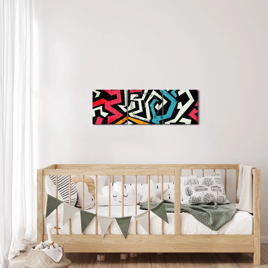 Tablouabstracție grafică (cu ceas) (90x30 cm)