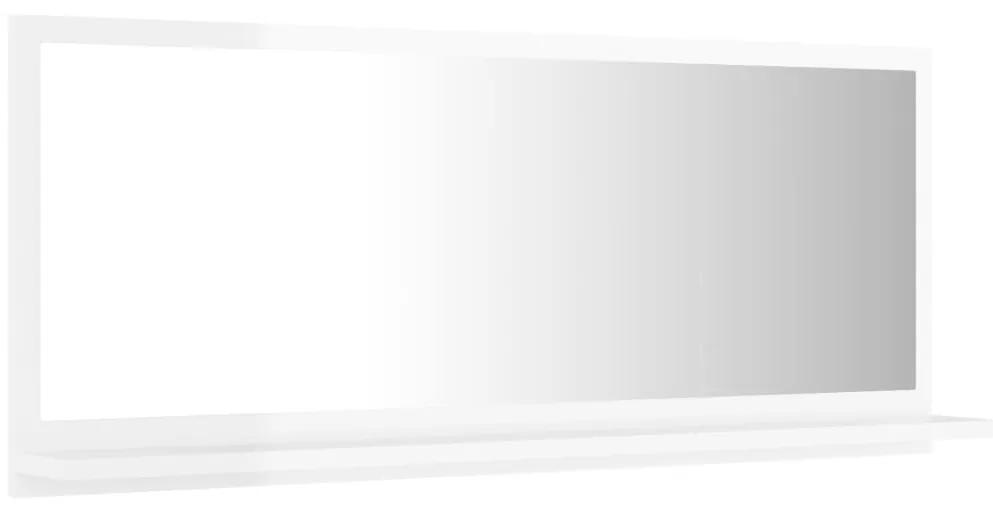 Oglinda de baie, alb extralucios, 90 x 10,5 x 37 cm, PAL Alb foarte lucios, 90 cm