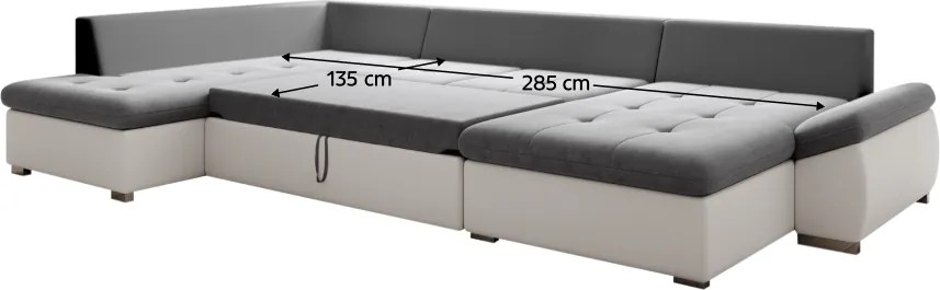 Canapea extensibilă, alb/gri, stânga, MATAR U
