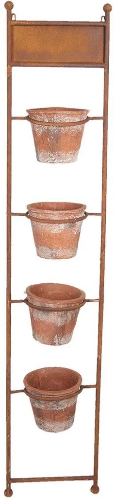 Suport de flori suspendabil cu 4 ghivece din fier maro antichizat 34 cm x 20 cm x 168 cm