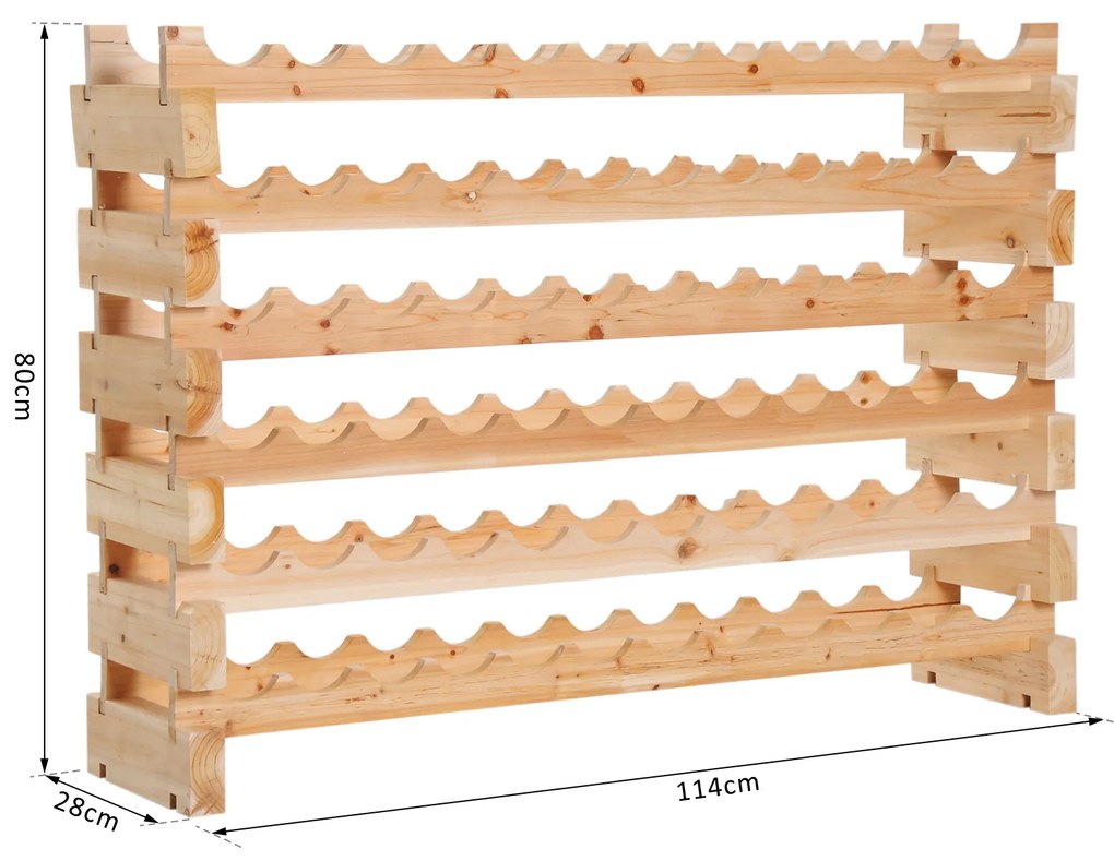 HOMCOM Etajera pentru Sticle, cu 6 Rafturi din Lemn de Pin , 72 Sticle | Aosom Romania