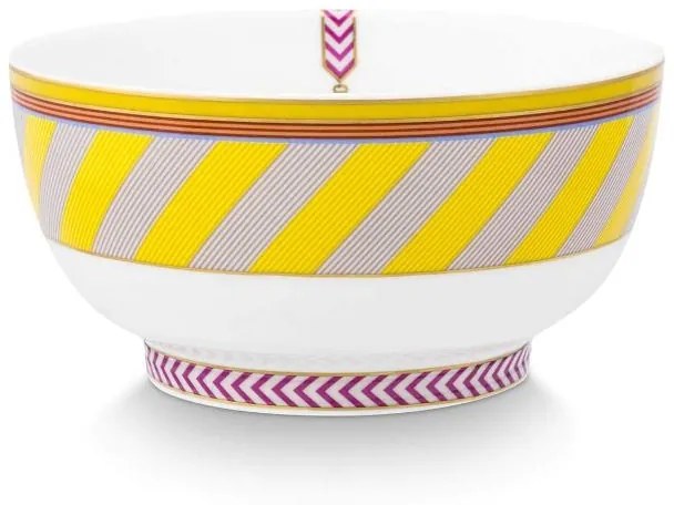 Bol din porțelan Chique Stripes Yellow 20.5cm