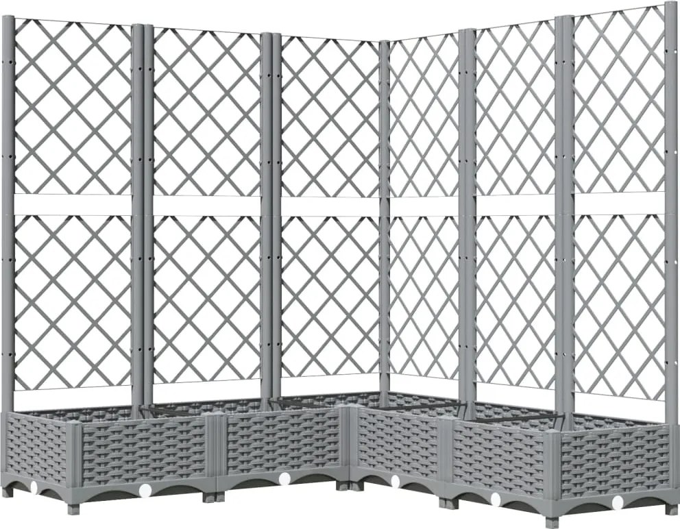 vidaXL Jardinieră de grădină cu spalier gri deschis 120x120x121,5cm PP