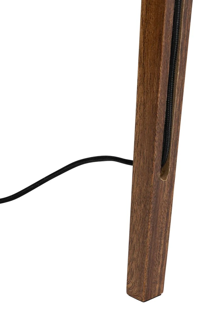 Lampă de podea rustică cu trepied din lemn de nuc - Tripod Classic