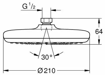 Palarie de dus rotunda Grohe New Tempesta 210 crom