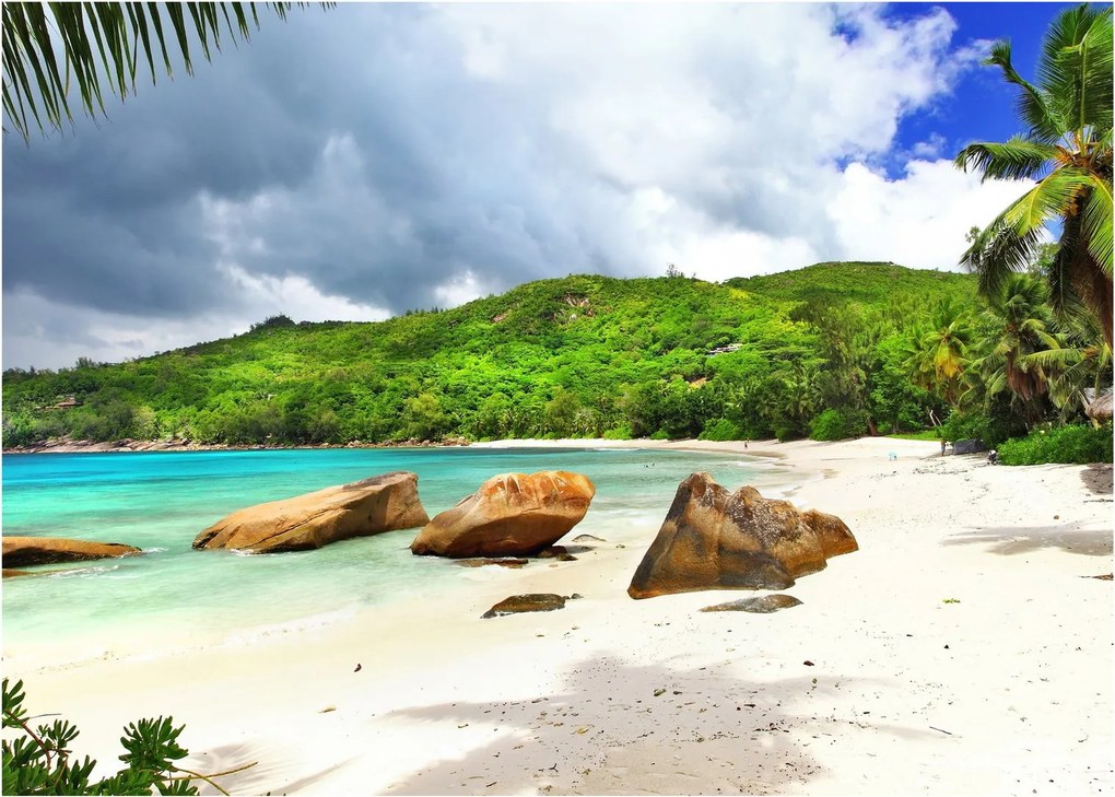 Tablou pe sticlă - Takamaka, Seychelles (70x50 cm)