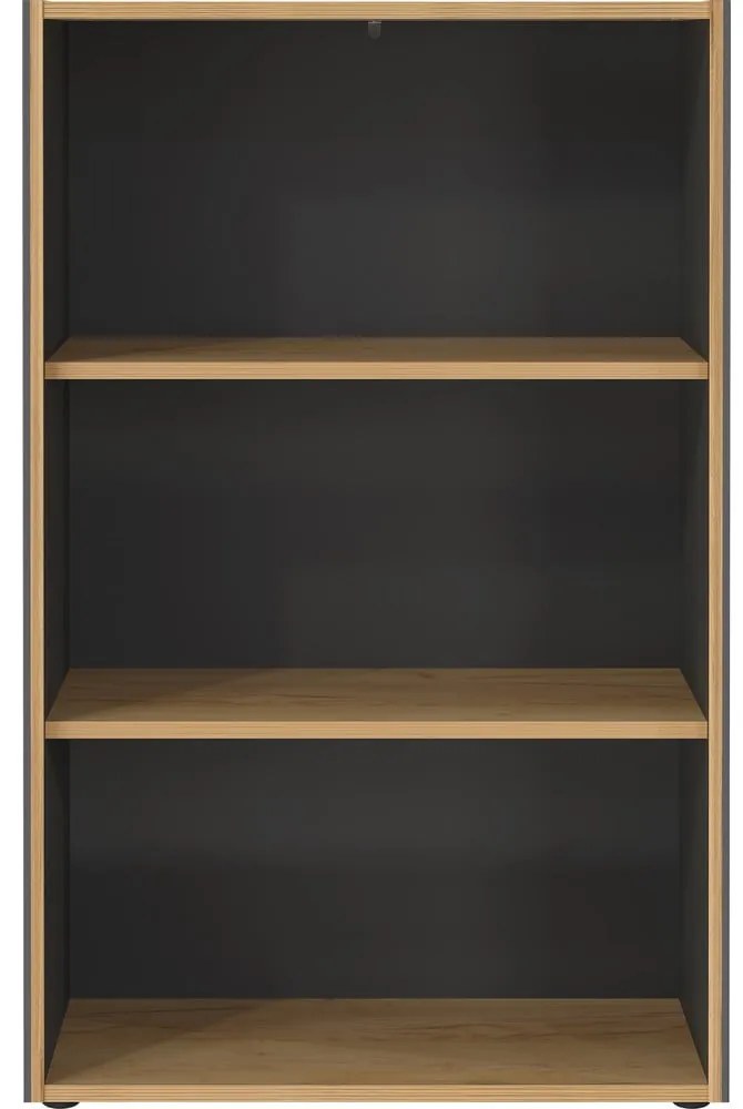 Bibliotecă gri antracit/în culoare naturală cu aspect de lemn de stejar 75x120x40 cm Podium – Germania