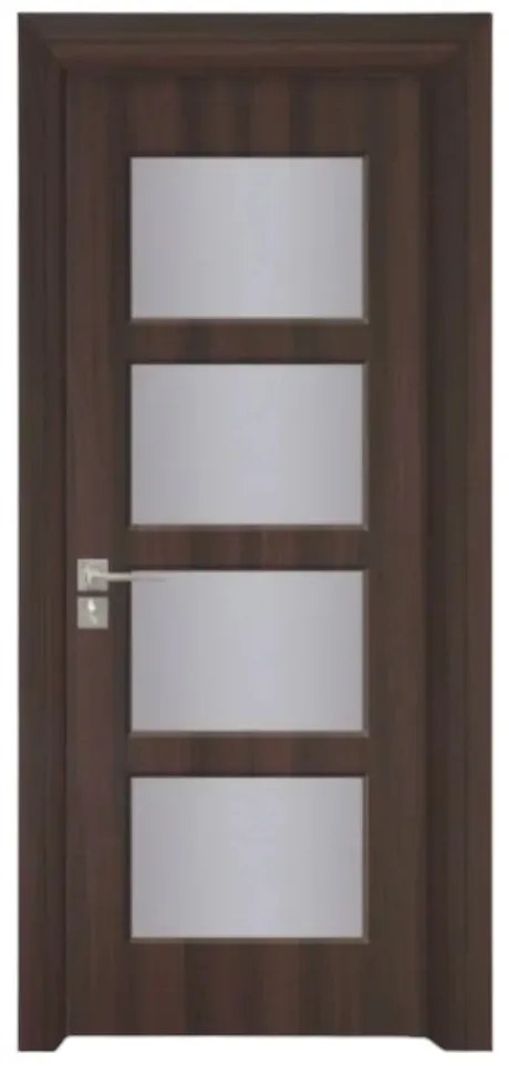 Usa Interior din MDF Novo Doors ND317, Cadru din Lemn Masiv, Geam Sablat, KIT COMPLET, Toc , Manere si balamale incluse (Culoare: Alb, Toc: Fix,