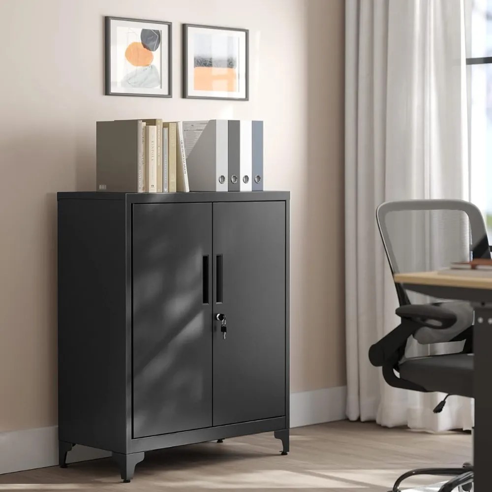 Dulap metalic multifuncțional RAVEN, 40x80x90 cm, negru SongmicsHome