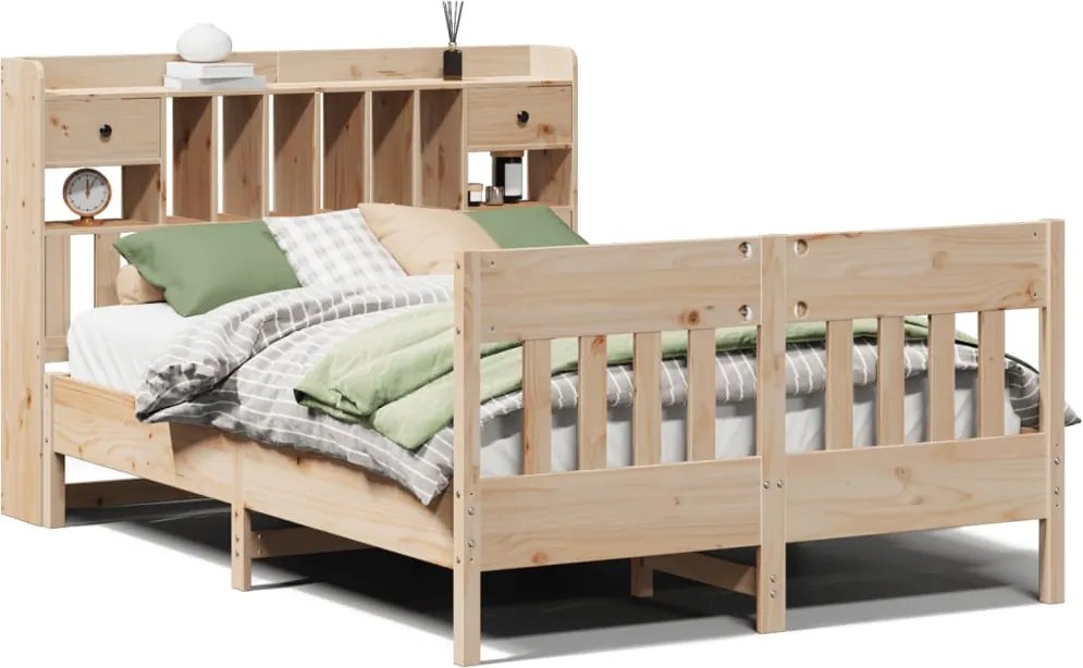 vidaXL Cadru de pat fără saltea, 140x200 cm, lemn masiv pin