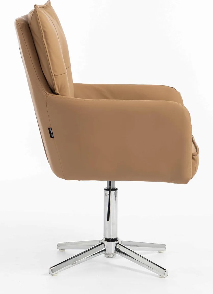 HR250CROSS Scaun Piele Ecologică Premium Soft Culoare Caramel Bază Cromata