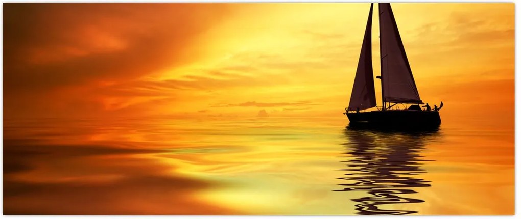 Tablou - Sailboat la apus de soare (120x50 cm)