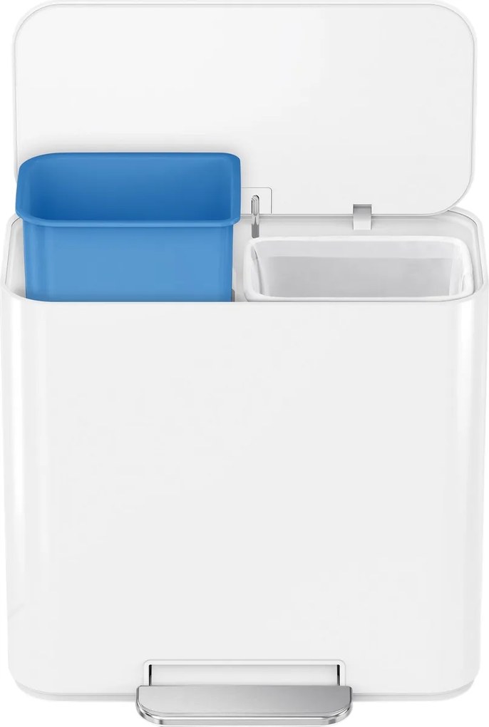 Simplehuman Mini coș de gunoi cu pedală pentrusortarea deșeurilor 15 l, alb