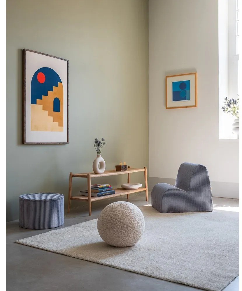 Fotoliu de copii albastru cu tapițerie din catifea reiată Cloud – Wigiwama