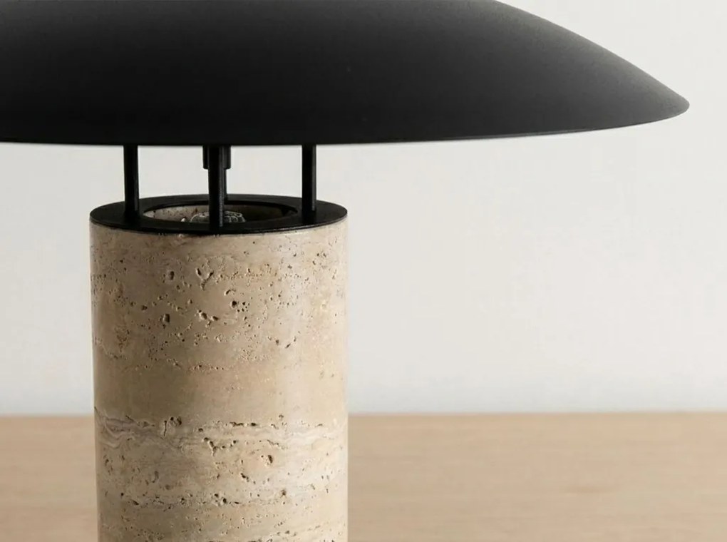 Lampa de masa din otel negru si marmura portelanata