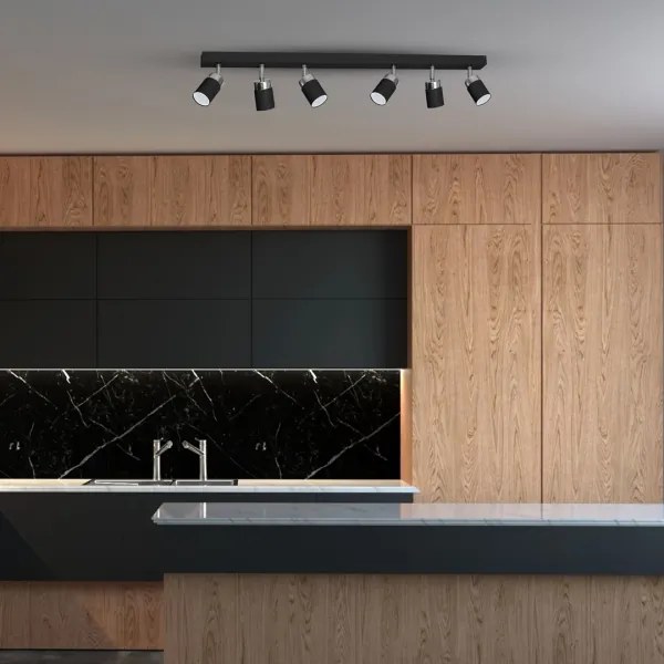 Lampă spot JOKER, 6x GU10, 25 W, 230 V, negru/crom lucios