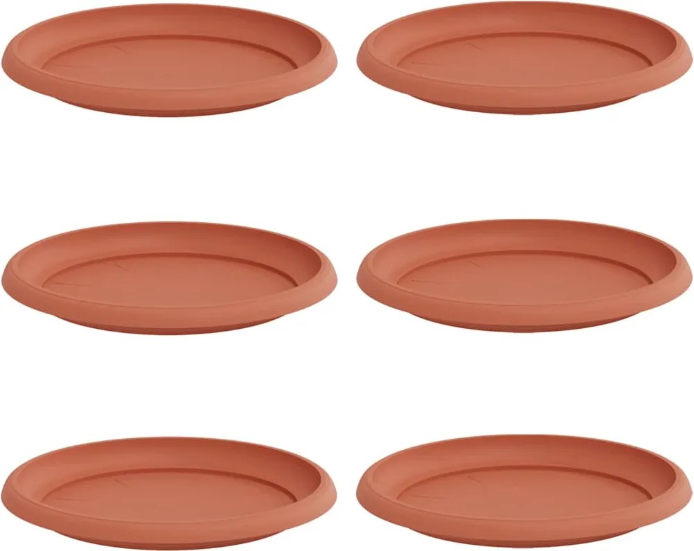 vidaXL Tavă rotundă pentru flori 6 pcs Roșu cărămidă Ø 23,5 x 2,5 cm